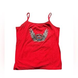 Harley Davidson Women’s Red Live To Ride Tank Top Y2K Size 2XL Biker Grunge USA